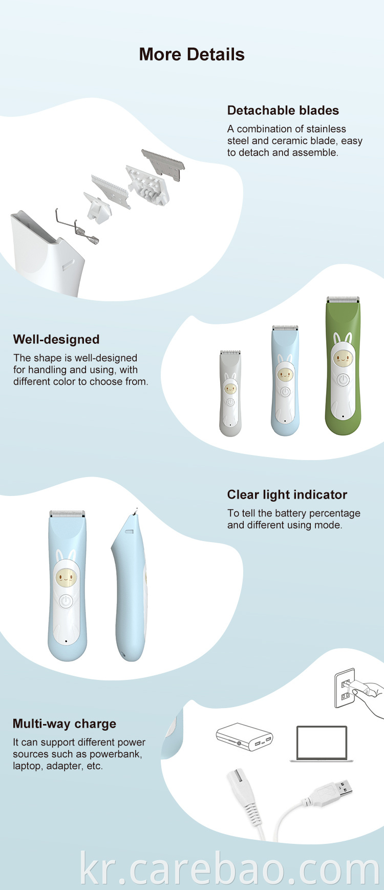 Custom Design Waterproof Baby Electric Clipper